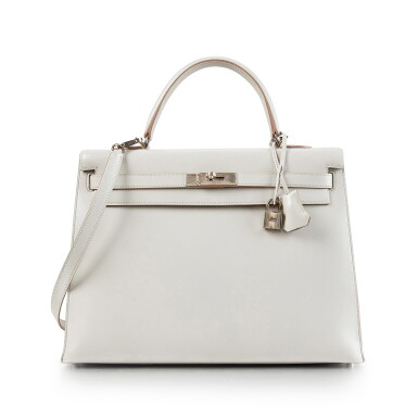 View full screen - View 1 of Lot 8412. Gris Perle Tadelakt Kelly 35 Sellier Palladium Guilloche Hardware, 2013 .