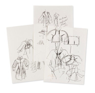 View full screen - View 1 of Lot 173. Three original sketches for fashion.