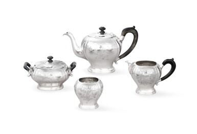 View full screen - View 1 of Lot 154. A Dutch silver four-piece tea service, A. Willemse, Amsterdam, 1938 | Service à thé de quatre pièces en argent par A. Willemse, Amsterdam, 1938.