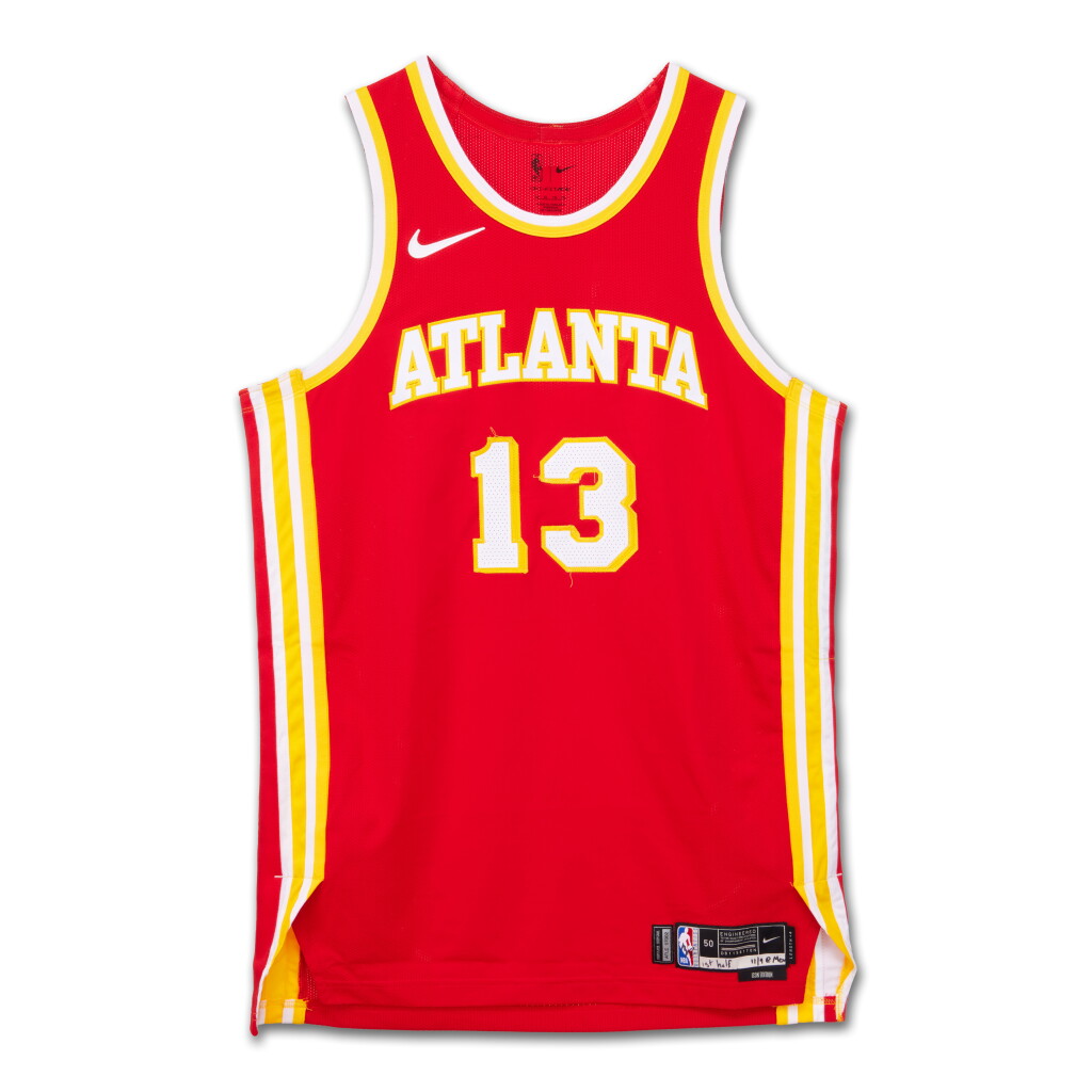 View full screen - View 1 of Lot 167. Bogdan Bogdanovic Atlanta Hawks 2023-2024 Game Worn Icon Edition Jersey.