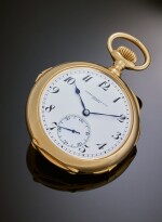 A very fine and rare yellow gold open-faced keyless minute repeating grande and petite sonnerie clockwatch, Mvt. 137699, Case 245780, Made for John Motley Morehead III, Made in 1906 and Sold in 1922