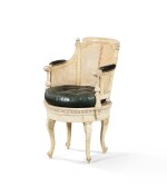 A partly Louis XVI cream painted desk armchair
