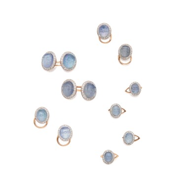 View full screen - View 1 of Lot 403. Rock Crystal, Mother-of-Pearl and Diamond Dress Set.