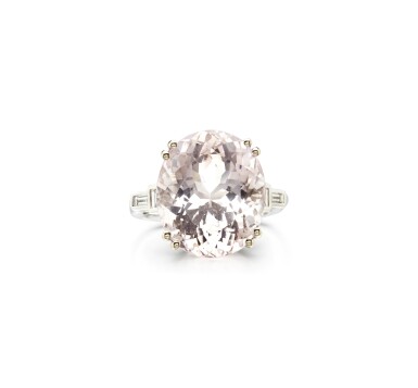 View full screen - View 1 of Lot 86. MORGANITE AND DIAMOND RING.