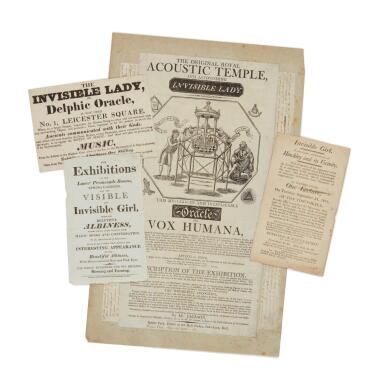 View full screen - View 1 of Lot 354. (Invisible Girl) | A group of four handbills and broadsides.
