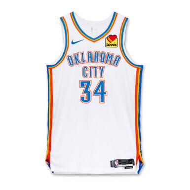 View full screen - View 1 of Lot 37. Kenrich Williams Oklahoma City Thunder 2025 NBA Playoffs Western Conference Round 1 Game Worn Association Edition Jersey | Game 1 | Matched to 1 Playoff Game | 3 Regular Season Games | 'Championship Run' .