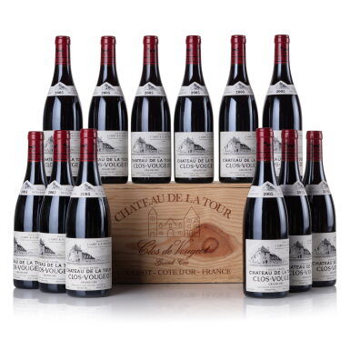 View full screen - View 1 of Lot 184. Clos de Vougeot 2005 Château de La Tour (12 BT).