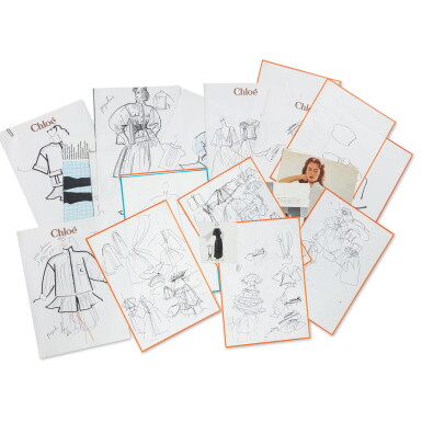View full screen - View 1 of Lot 19. A large folder containing working documents, Chloé, 1982.