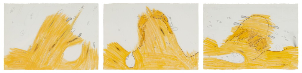 View full screen - View 1 of Lot 237. CAROLL DUNHAM | I. #4 FROM 9 YELLOW DRAWINGS II. #5 FROM 9 YELLOW DRAWINGS III. #6 FROM 9 YELLOW DRAWINGS.