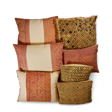 View full screen - View 1 of Lot 56. An interesting group of seven embroidered seat cushions, comprising:.