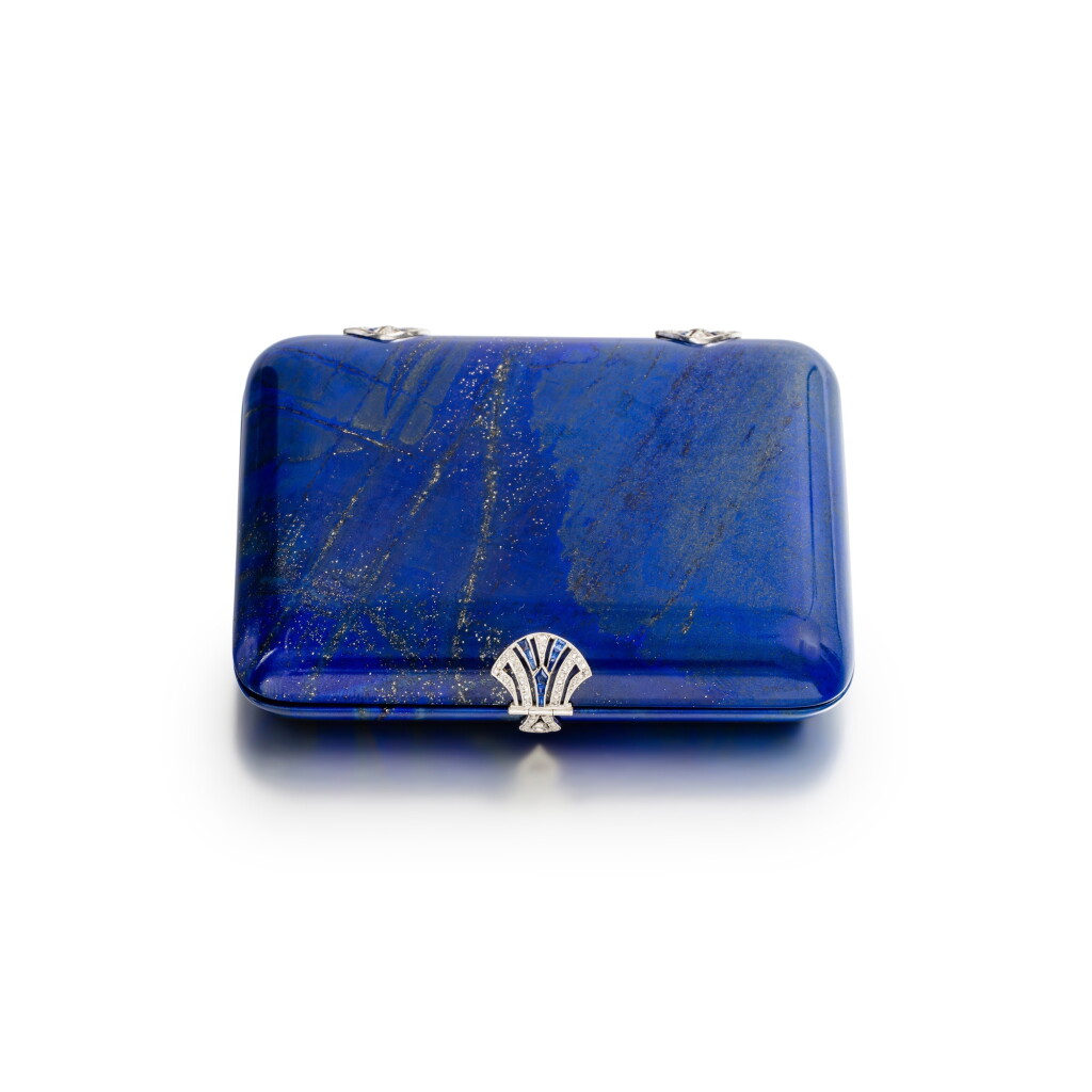 View full screen - View 1 of Lot 141. Lapis lazuli, sapphire and diamond cigarette case .