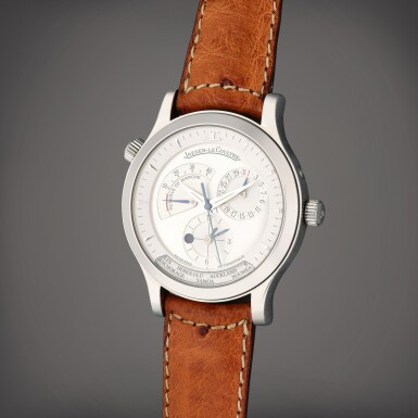 View full screen - View 1 of Lot 350. Reference 142.8.92 Master Control Geographic | A stainless steel automatic world time wristwatch with date, Day/Night and power reserve indication, Circa 1996.