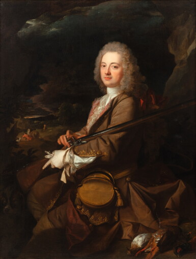 View full screen - View 1 of Lot 14. Portrait of Jean-Louis de Roll Montpellier as a hunter | Portrait de Jean-Louis de Roll Montpellier en chasseur.
