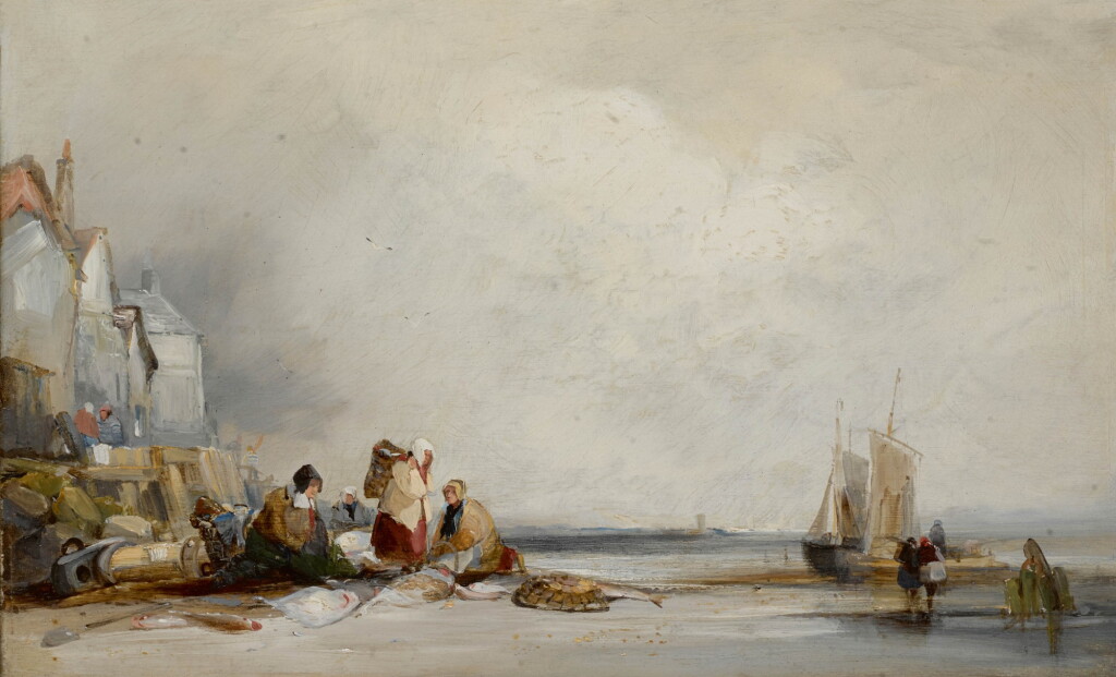 View full screen - View 1 of Lot 156. FOLLOWER OF RICHARD PARKES BONINGTON | A BEACH SCENE IN FÉCAMP.