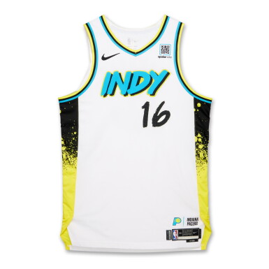 View full screen - View 1 of Lot 46. James Johnson Indiana Pacers 2025 NBA Playoffs Eastern Conference Semifinals Game Worn City Edition Jersey | Game 3 | Matched to 2 Playoff Games.