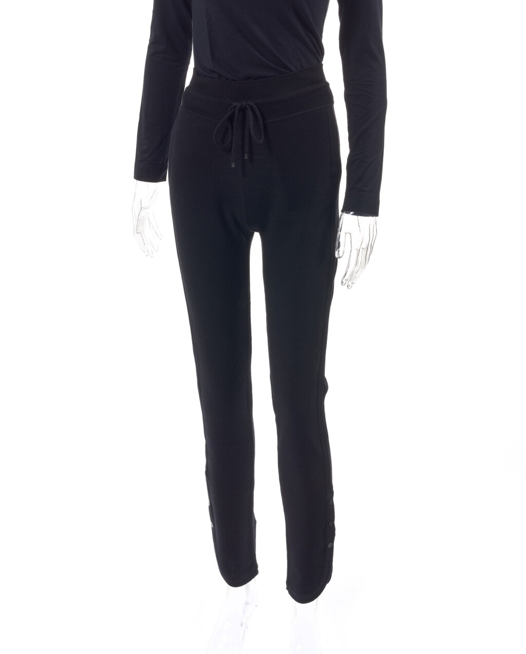 View full screen - View 1 of Lot 48. Pair of black wool pull-on pants.