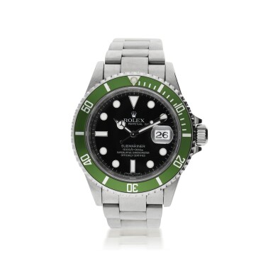 View full screen - View 1 of Lot 88. ROLEX | REFERENCE 16610V SUBMARINER 'KERMIT' A STAINLESS STEEL AUTOMATIC CENTER SECONDS WRISTWATCH WITH DATE AND BRACELET, CIRCA 2007.