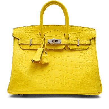View full screen - View 1 of Lot 1304. Mimosa Matte Porosus Crocodile HSS Birkin 25 Brushed Palladium Hardware, 2021.