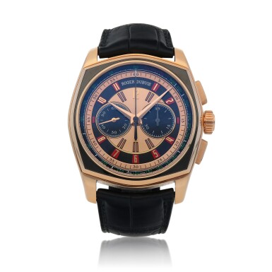 View full screen - View 1 of Lot 438. La Monégasque, Ref. DBMG0003, 86280 Limited edition pink gold chronograph wristwatch with 'roulette wheel' dial Circa 2011 | 羅杰杜彼 DBMG0003, 86280型號「La Monégasque」限量版粉紅金計時腕錶配「roulette wheel」錶盤,年份約2011.