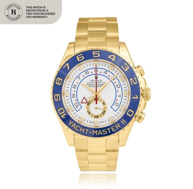 View full screen - View 1 of Lot 27. Rolex Yacht-Master II, Ref. 116688 Yellow gold flyback chronograph wristwatch with programmable countdown mechanism and bracelet Circa 2008.