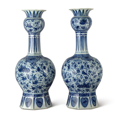 View full screen - View 1 of Lot 512. A PAIR OF DUTCH DELFT BLUE AND WHITE LARGE VASES, CIRCA 1700.