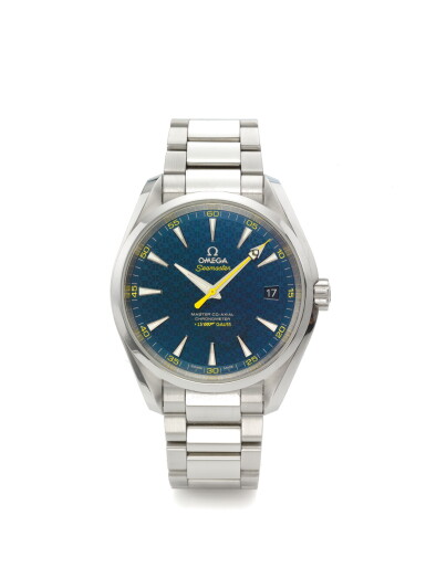 View full screen - View 1 of Lot 15. OMEGA | SEAMASTER AQUA TERRA 150M JAMES BOND, A LIMITED EDITION STAINLESS STEEL AUTOMATIC CENTER SECONDS WRISTWATCH WITH DATE AND BRACELET CIRCA 2015.