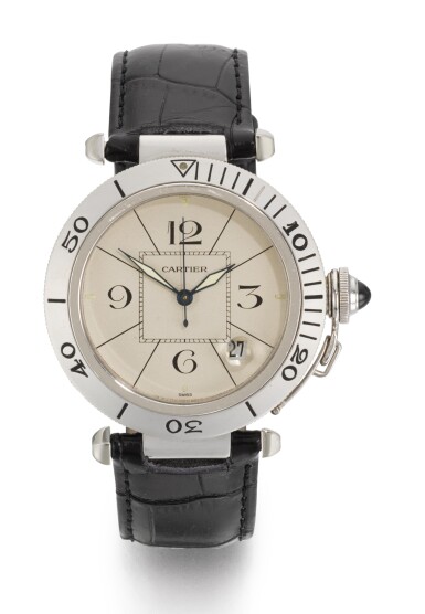 View full screen - View 1 of Lot 17. CARTIER | PASHA, REFERENCE 1990, WHITE GOLD WRISTWATCH WITH DATE, CIRCA 1995.