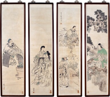 View full screen - View 1 of Lot 932. 任頤 人物四屏 | Ren Yi, Figures.