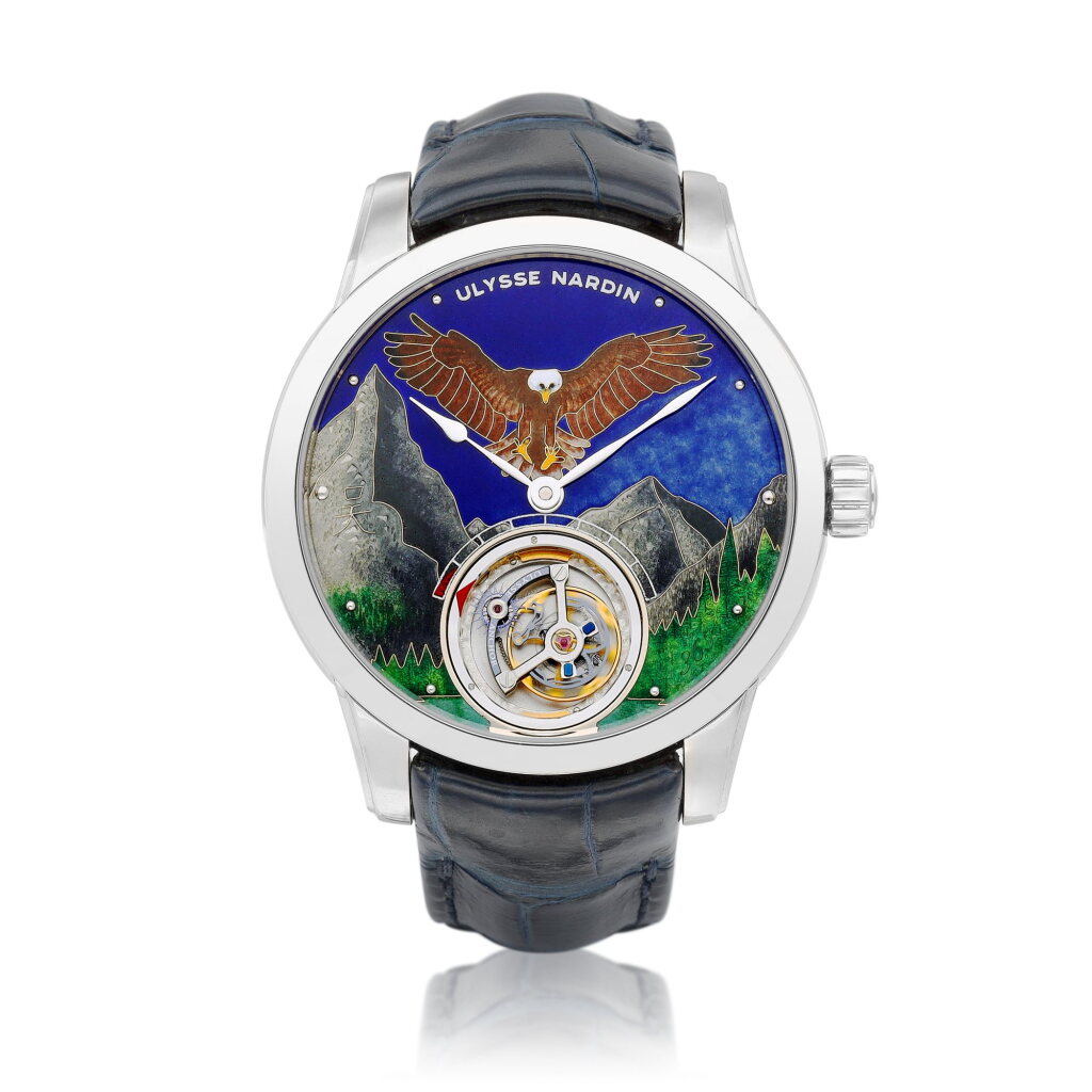 View full screen - View 1 of Lot 2318. Anchor Tourbillon, Reference 1780-133 | A unique white gold tourbillon wristwatch with power reserve indication and cloisonné enamel dial, Circa 2018 | 雅典 | Anchor Tourbillon 型號1780-133 | 獨一無二白金陀飛輪腕錶,備動力儲備顯示及掐絲琺瑯錶盤,約2018年製.