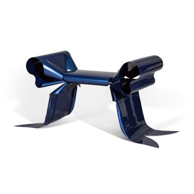 View full screen - View 1 of Lot 54. Ribbon Pouf (Blue).