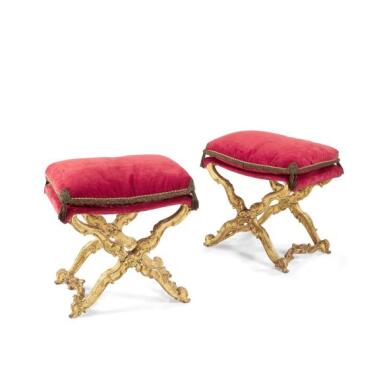 View full screen - View 1 of Lot 60. A pair of Italian giltwood stools, Turin, second quarter 18th century.