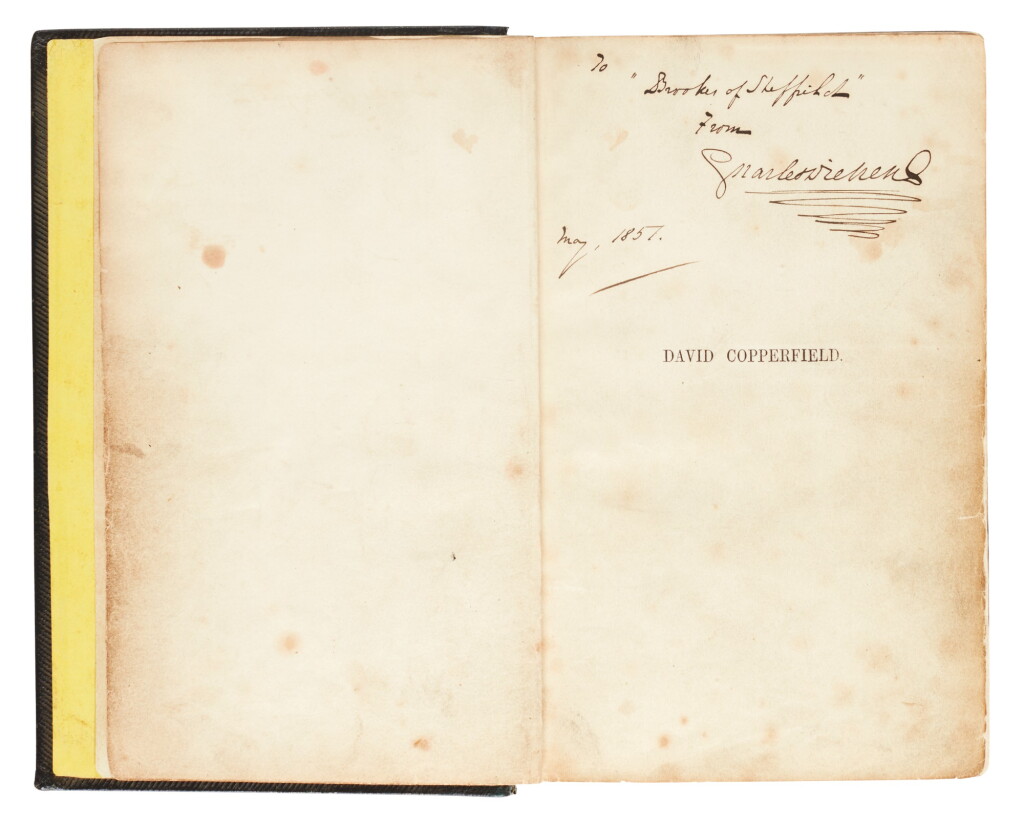 View full screen - View 1 of Lot 148. Dickens, David Copperfield, 1850, presentation copy inscribed to Brookes of Sheffield.
