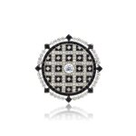 Exquisite onyx and diamond brooch, 1910