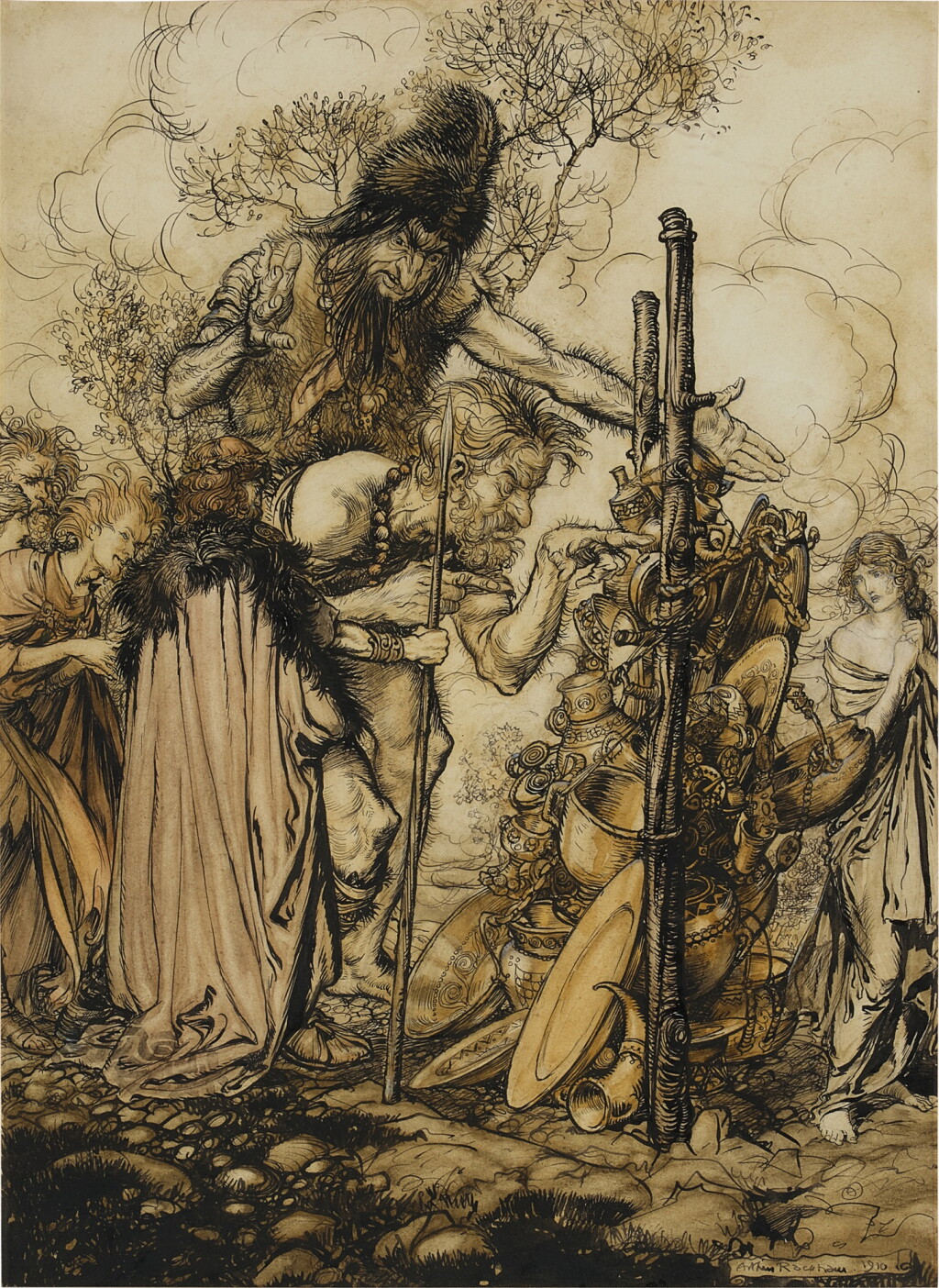 View full screen - View 1 of Lot 189. Rackham, Arthur — Richard Wagner | "Hey! Come hither, And stop me this cranny!".