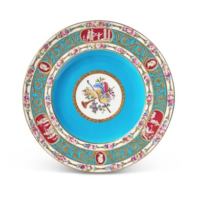 View full screen - View 1 of Lot 332. A Set of Twelve Mintons Turquoise-Ground Plates of Sèvres Catherine the Great service pattern, 1882.