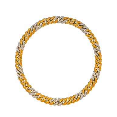 View full screen - View 1 of Lot 215. Gold, Enamel and Diamond Necklace.