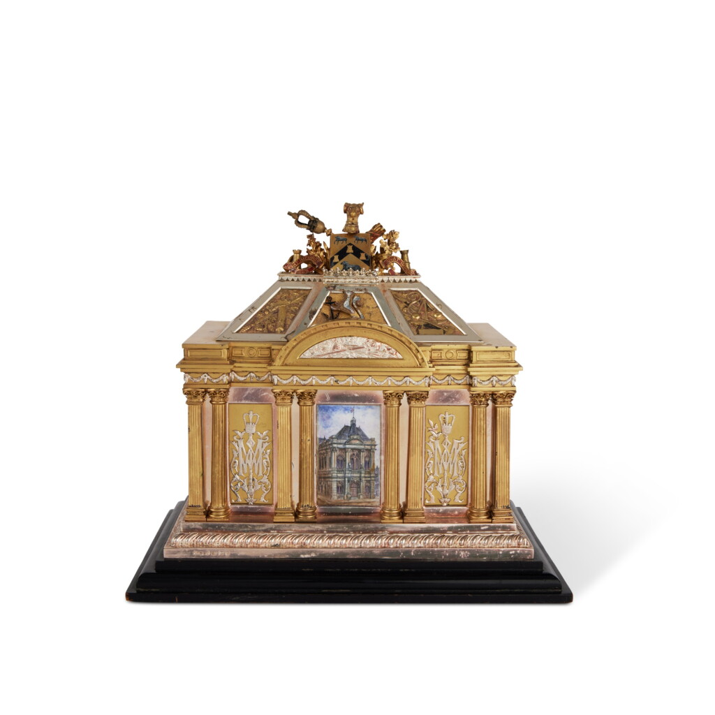 View full screen - View 1 of Lot 388. A Victorian Parcel-Gilt Silver and Enamel Freedom Casket, T & J Bragg, Birmingham, 1889.