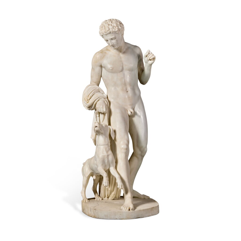 View full screen - View 1 of Lot 146. A White Marble Sculpture of Adonis, Signed and Dated E. Wolff, FC, Romae 1835, 1835.