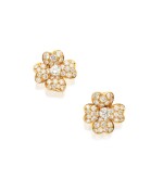 PAIR OF DIAMOND 'COSMOS' EARCLIPS, VAN CLEEF & ARPELS
