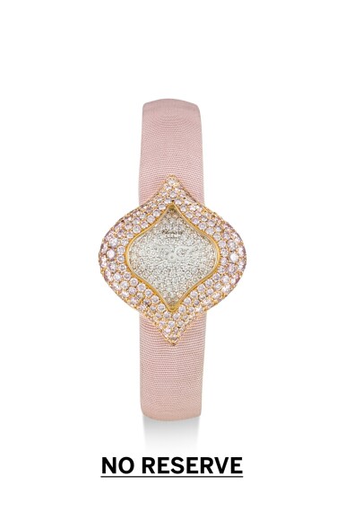 View full screen - View 1 of Lot 82. CHOPARD | PUSHKIN, REFERENCE 13/6793-29, A PINK GOLD, DIAMOND AND PINK DIAMOND-SET WRISTWATCH, CIRCA 2000.