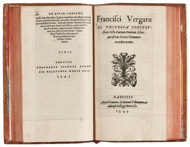View full screen - View 1 of Lot 271. Vergara, De Graecae linguae grammatica libri quinque, Paris, 1545, later tan calf gilt.