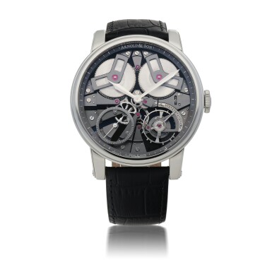 View full screen - View 1 of Lot 155. ARNOLD & SON | TB88 TRUE BEAT, REF 1TBAS.B01A.C113S STAINLESS STEEL DUAL BARREL WRISTWATCH WITH DEAD BEAT SECONDS MADE IN 2016.