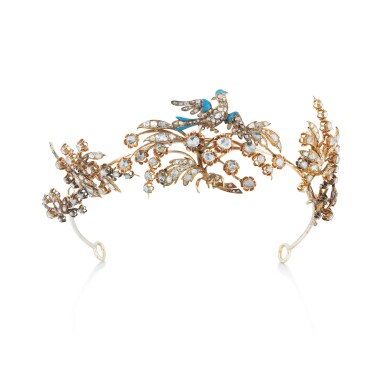 View full screen - View 1 of Lot 6. Enamel and diamond tiara .