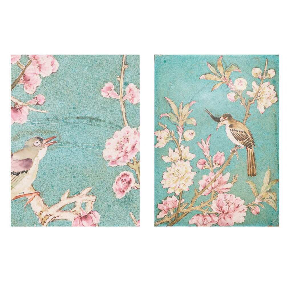 View full screen - View 1 of Lot 282. A PAIR OF PAINTED ENAMEL PANELS, QING DYNASTY, CANTON, 18TH CENTURY | 清十八世紀 孔雀綠地廣東銅胎畫琺瑯挂屏一對.