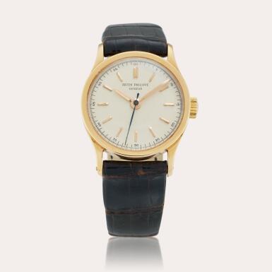 View full screen - View 1 of Lot 483. Reference 2457 Calatrava | A pink gold wristwatch, Circa 1954.
