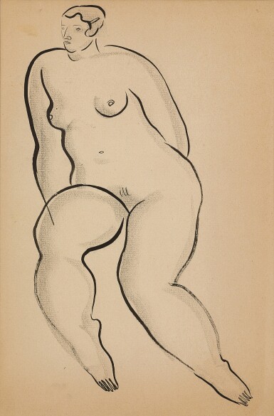 View full screen - View 1 of Lot 714. Sanyu 常玉 | Femme nue à la barrette 頭戴髮夾的裸女.