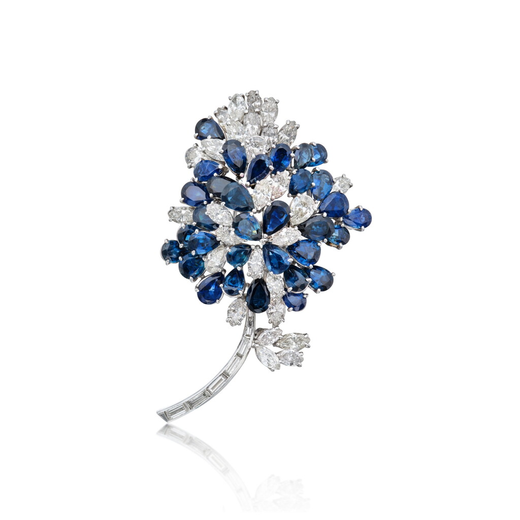 View full screen - View 1 of Lot 251. Sapphire and Diamond Clip-Brooch.