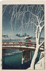 Kawase Hasui (1883-1957) | Evening Snow, Edogawa River (Kure no yuki, Edogawa) | Showa period, 20th century