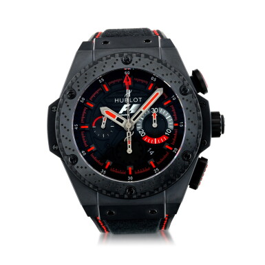View full screen - View 1 of Lot 117. HUBLOT | REFERENCE 703.CI.1123.NR.FMO10 BIG BANG 'KING POWER F1' A LIMITED EDITION TITANIUM AND CERAMIC AUTOMATIC CHRONOGRAPH WRISTWATCH WITH DATE, CIRCA 2010.