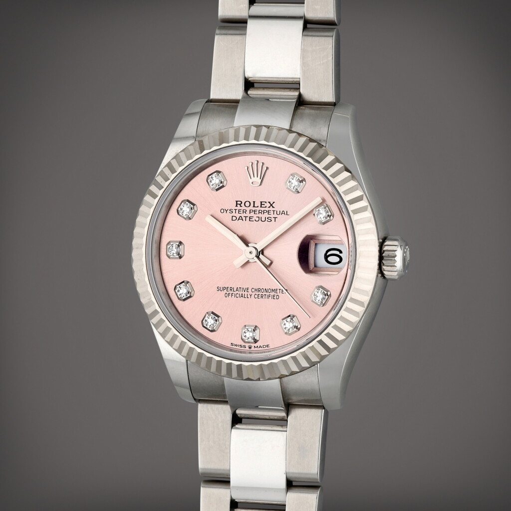 View full screen - View 1 of Lot 92. Reference 278274 DateJust 31 | A stainless steel and diamond-set automatic wristwatch with date and bracelet, Circa 2022.